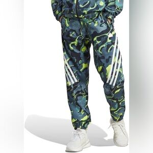 adidas Men's Future Icons Allover Print Pants Green Arctic Night Size Small